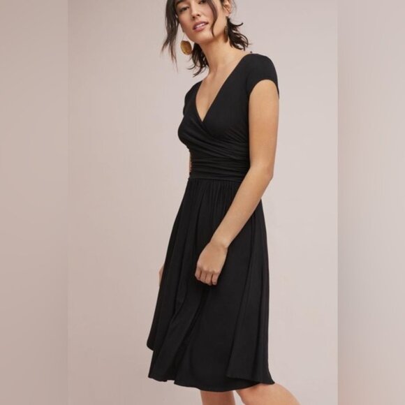 Anthropologie Dresses & Skirts - Anthropologie Maeve Tamera Wrap Black Jersey Knit Dress